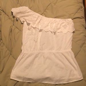 White one shoulder tank